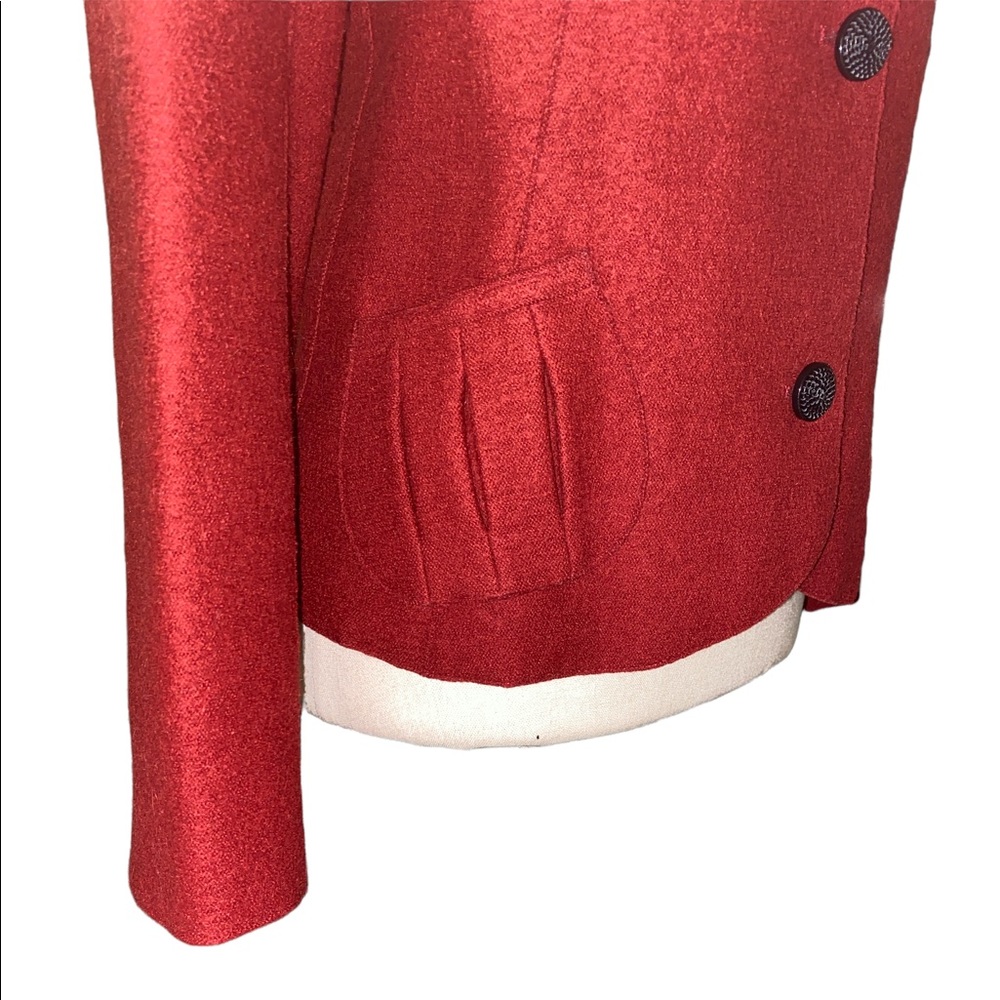 Beyond Threads Alpaca Red Rounded Pleated Jacket Blazer - M - Picture 4 of 11